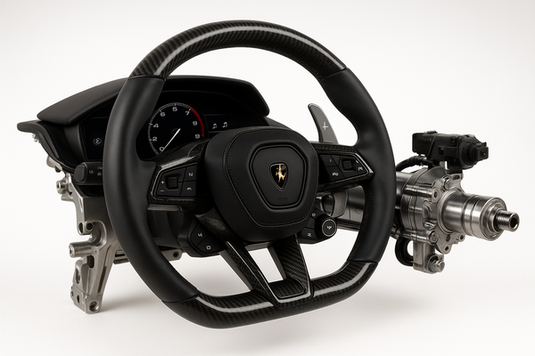 steering system for exotic cars white background